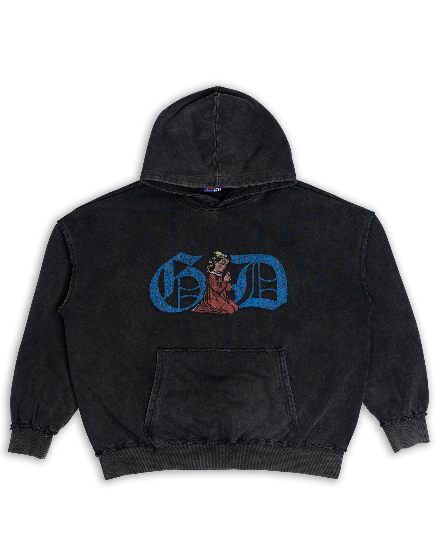 Prayer First Hoodie Washed Black