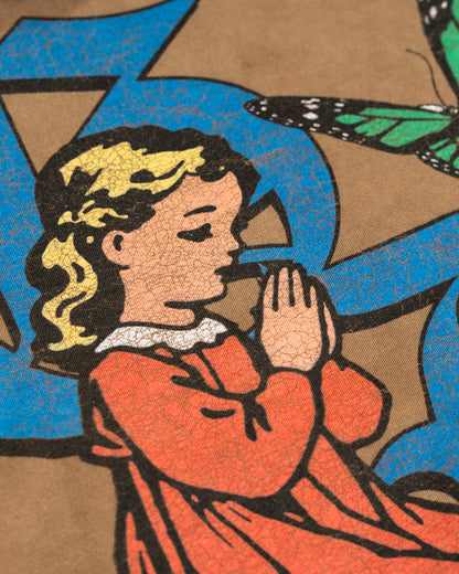 Prayer First Hoodie Washed Brown