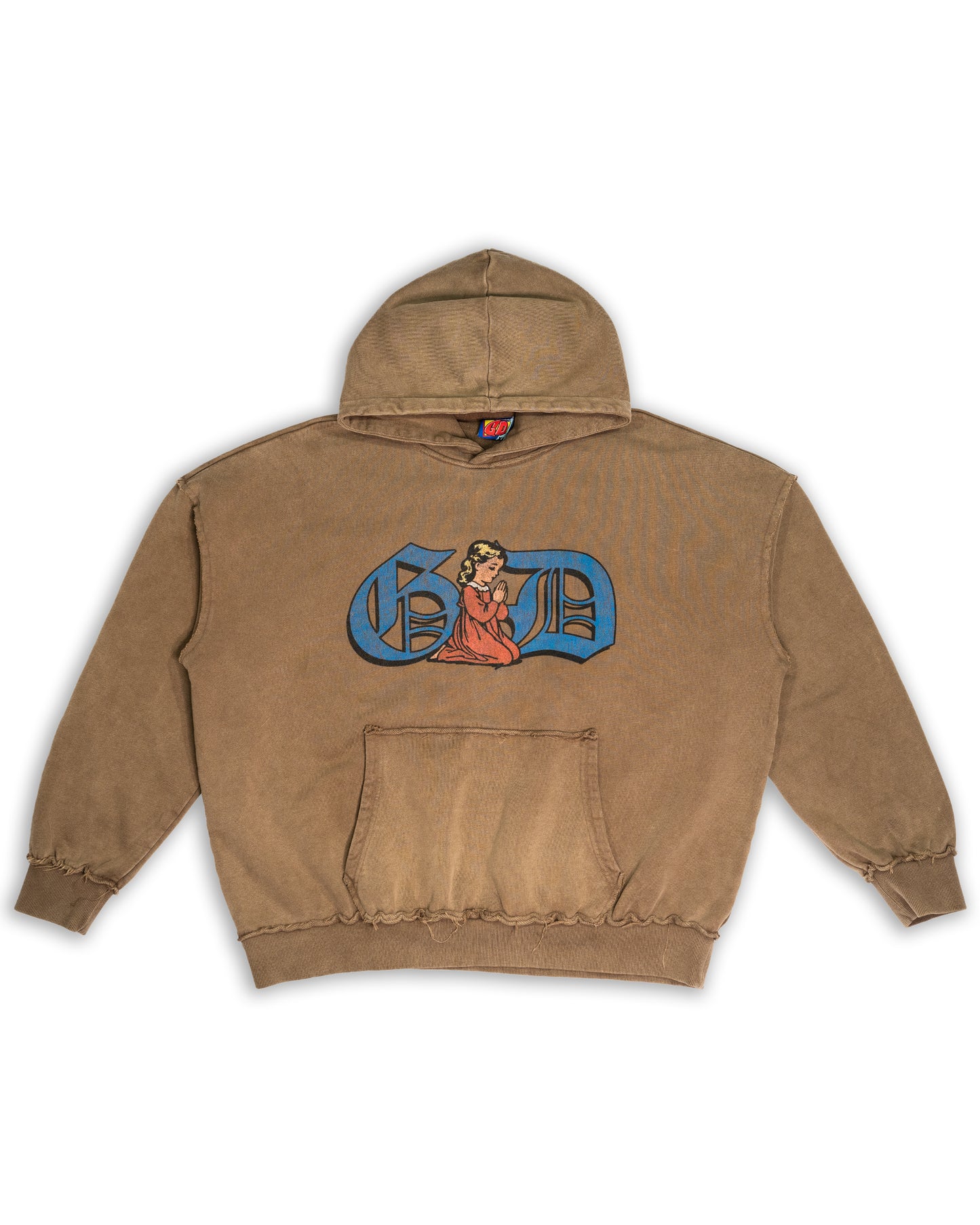 Prayer First Hoodie Washed Brown