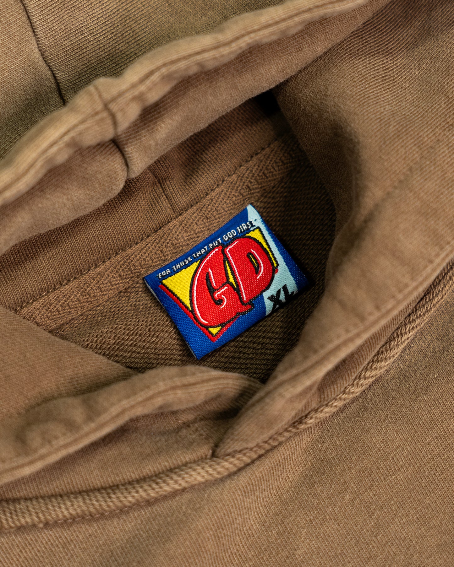 Prayer First Hoodie Washed Brown